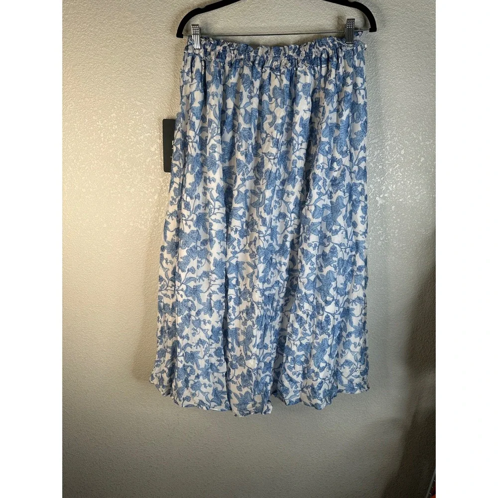 Lulus Denarius White and Blue Leaf Print Two-Piece Midi Dress Size XL New!